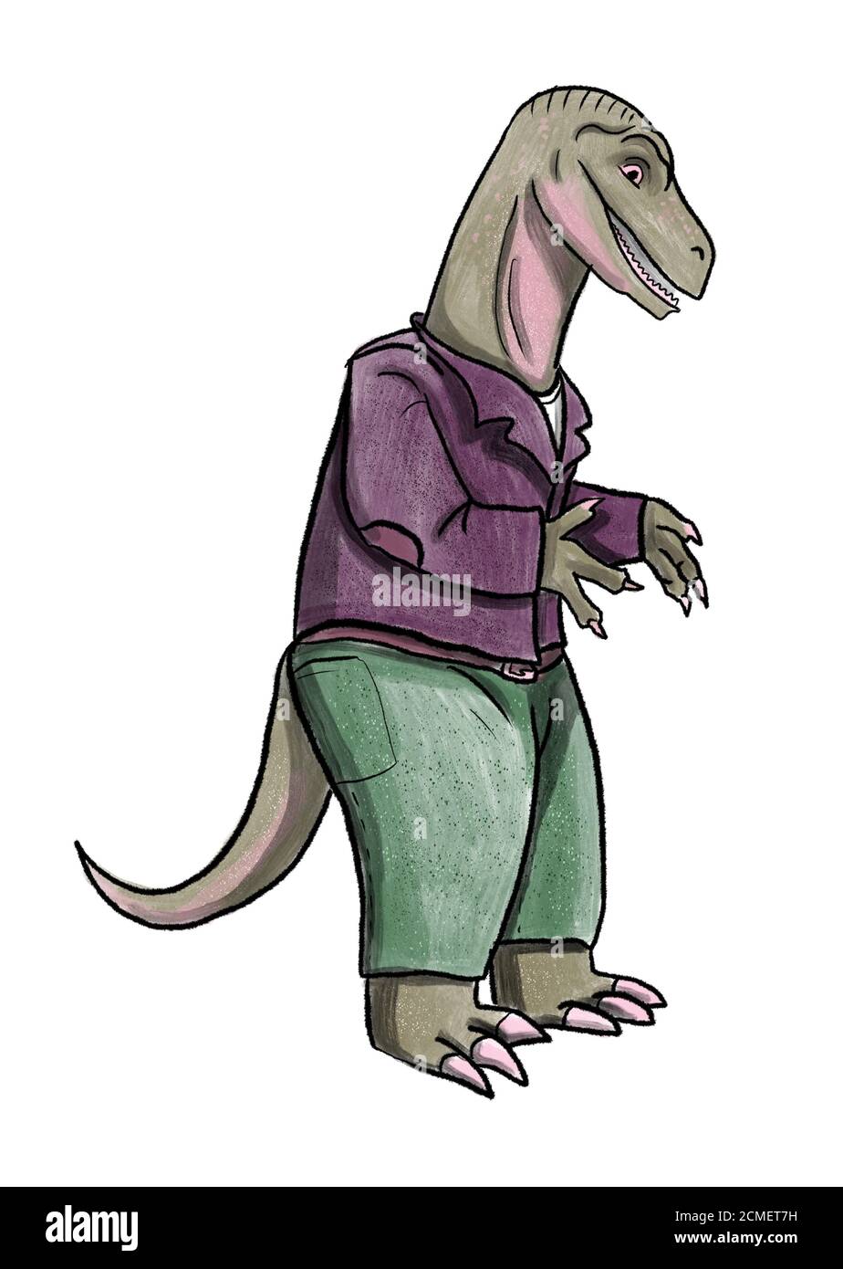 illustrazione dei personaggi dei dinosauri antropomorfi Foto Stock