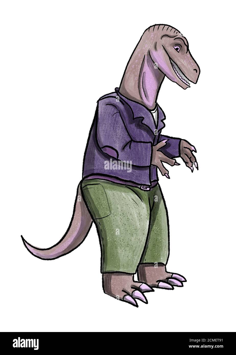 illustrazione dei personaggi dei dinosauri antropomorfi Foto Stock