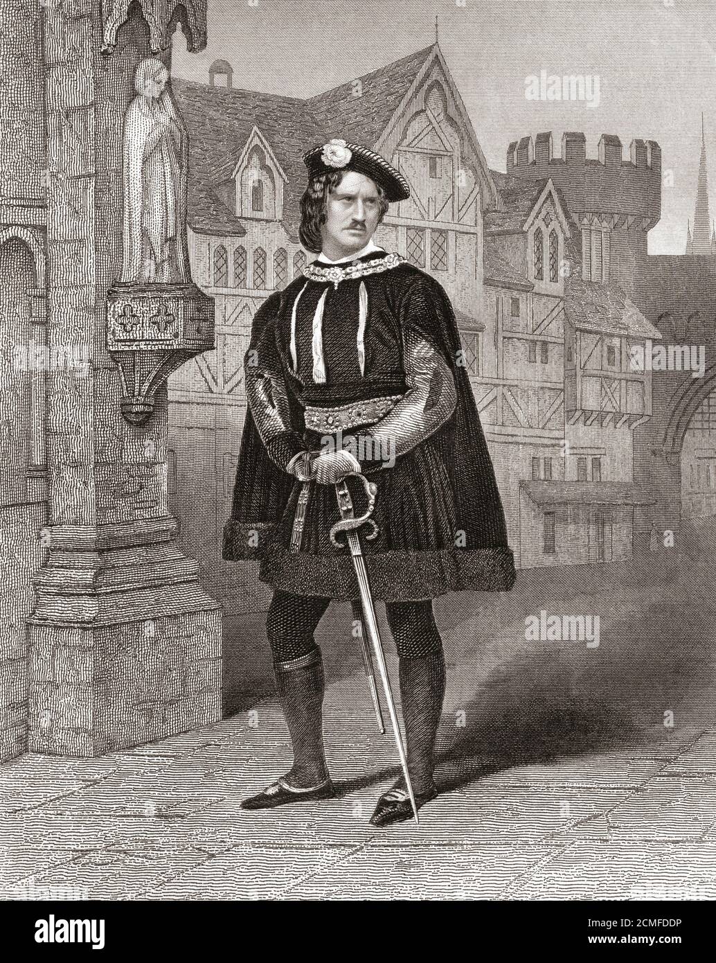 Il Sig. J.W. Wallack nel ruolo di Gloster (Richard, Duca di Gloucester) dal gioco Shakespeare Richard III. James William Wallack, c.. 1794–1864. Attore e manager anglo-americano. Foto Stock