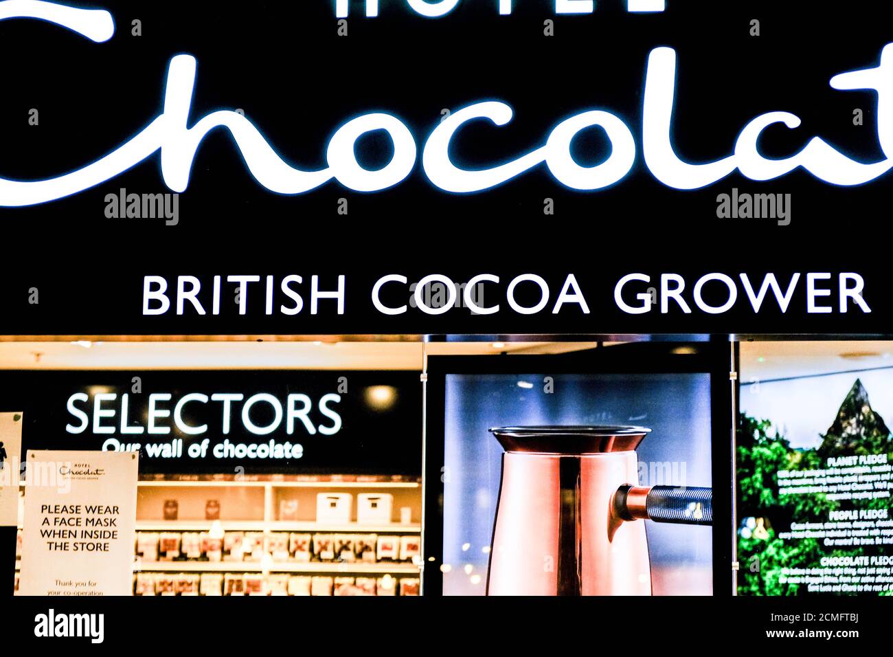 Hotel Chocolate High Street Shop Outlet senza persone Foto Stock