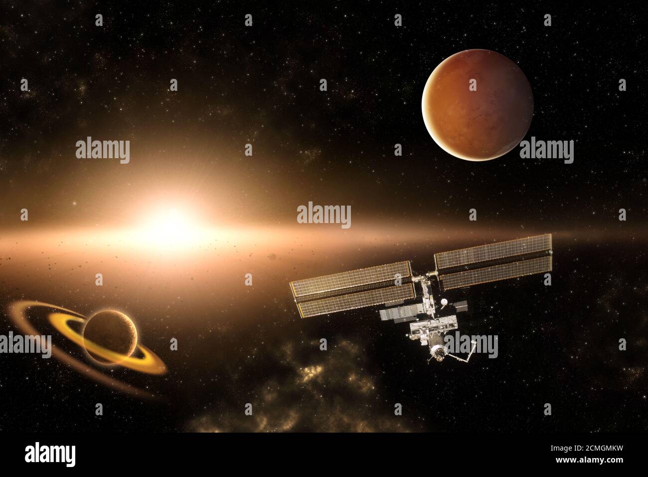 Missione esplorativa ISS negli elementi del sistema solare di questo Immagine fornita dalla NASA Foto Stock