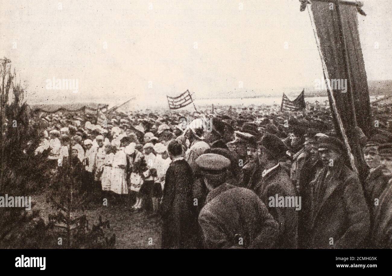 Rally dedicato all'apertura della centrale di Kashira nel 1922. Foto Stock