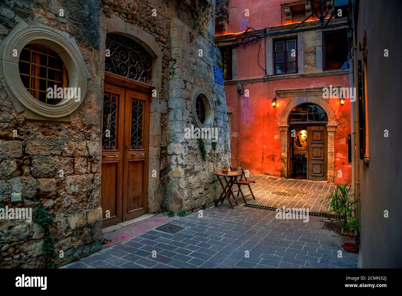 Strade nel centro storico di la Canea, Creta, Grecia. Foto Stock