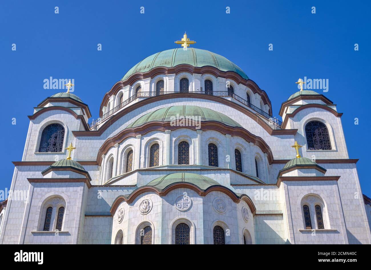 La chiesa di San Sava, una delle più grandi chiese cristiane ortodosse del mondo a Belgrado, capitale della Serbia Foto Stock