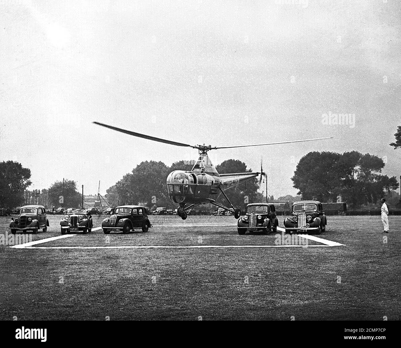 Sikorsky S-51 elicottero dimostrazione, Inghilterra, anni '50 Foto Stock