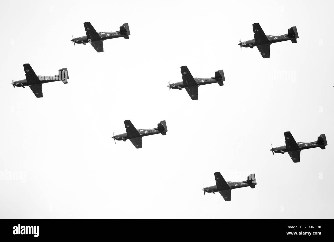 Aerei Tucano ZI che sorvolano Londra in commemorazione del 100 Anni WWI Foto Stock