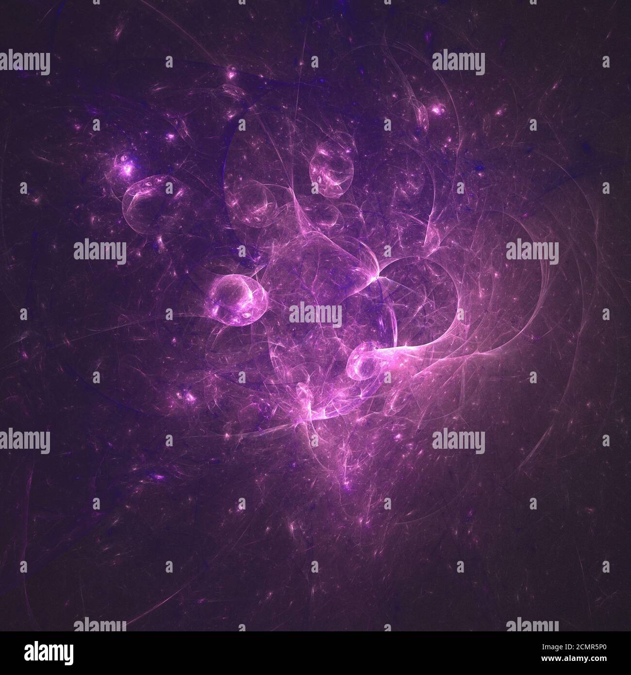 Paglierino brillante viola curvo linee di energia più scuro dello sfondo astratto universo di spazio. Illustrazione Foto Stock