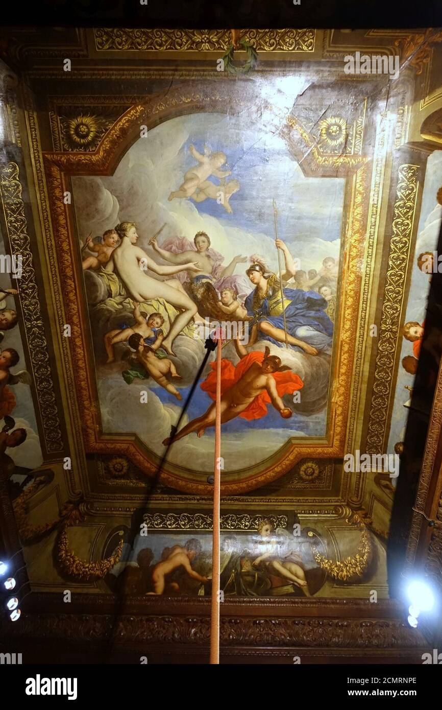 Giudizio di Parigi (dispaccio della Apple della discordia), da Louis Laguerre, c.. 1688-1693 - armadio di Stato, Chatsworth House - Derbyshire, Inghilterra Foto Stock