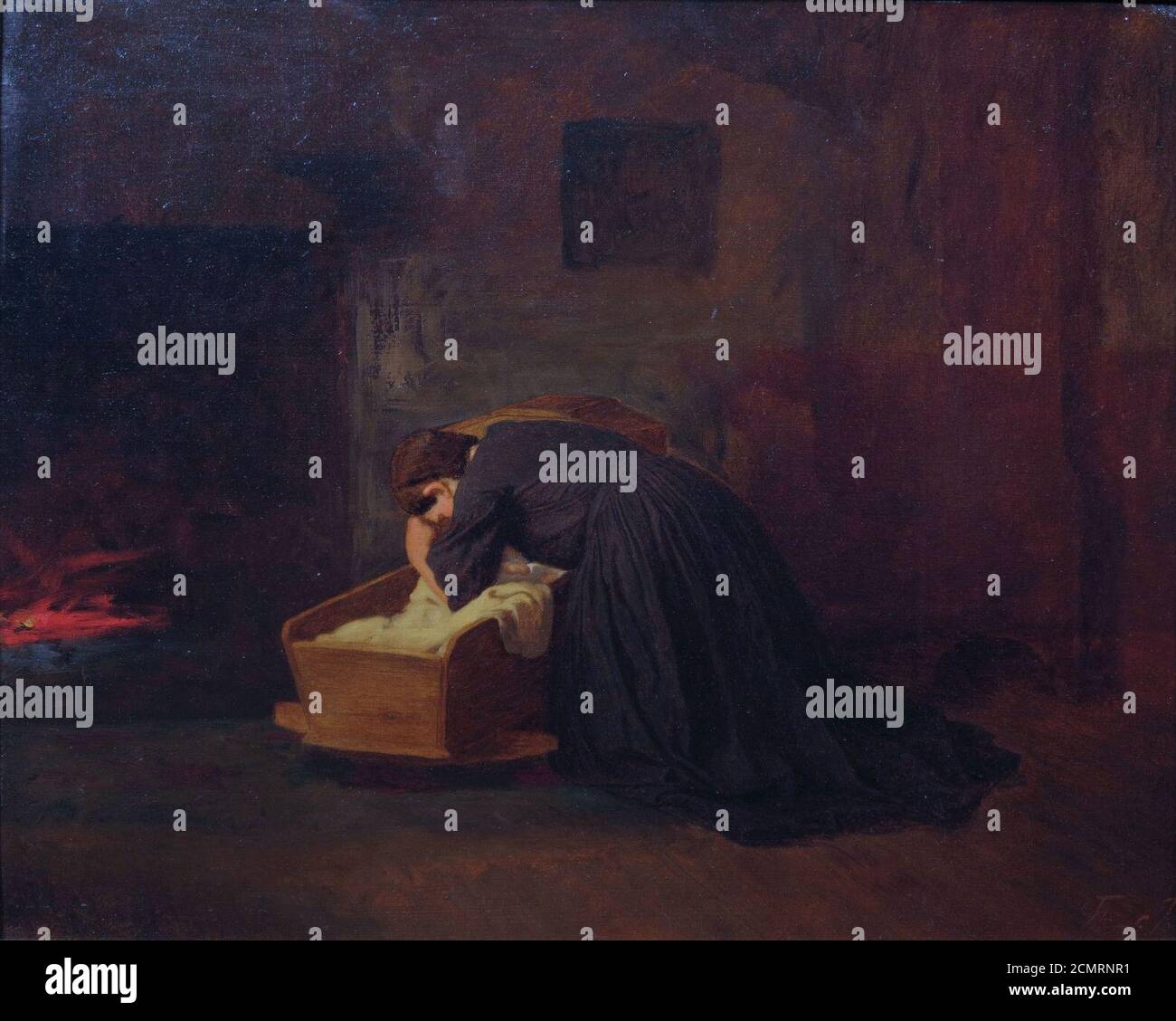 La Cradle Song di Eastman Johnson. Foto Stock