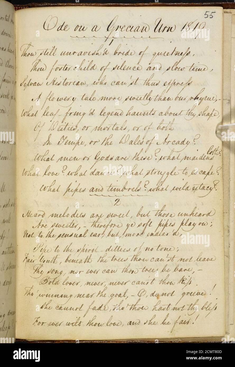 John Keats - Ode su un'urna greca - copiato da George Keats, 1820. Foto Stock