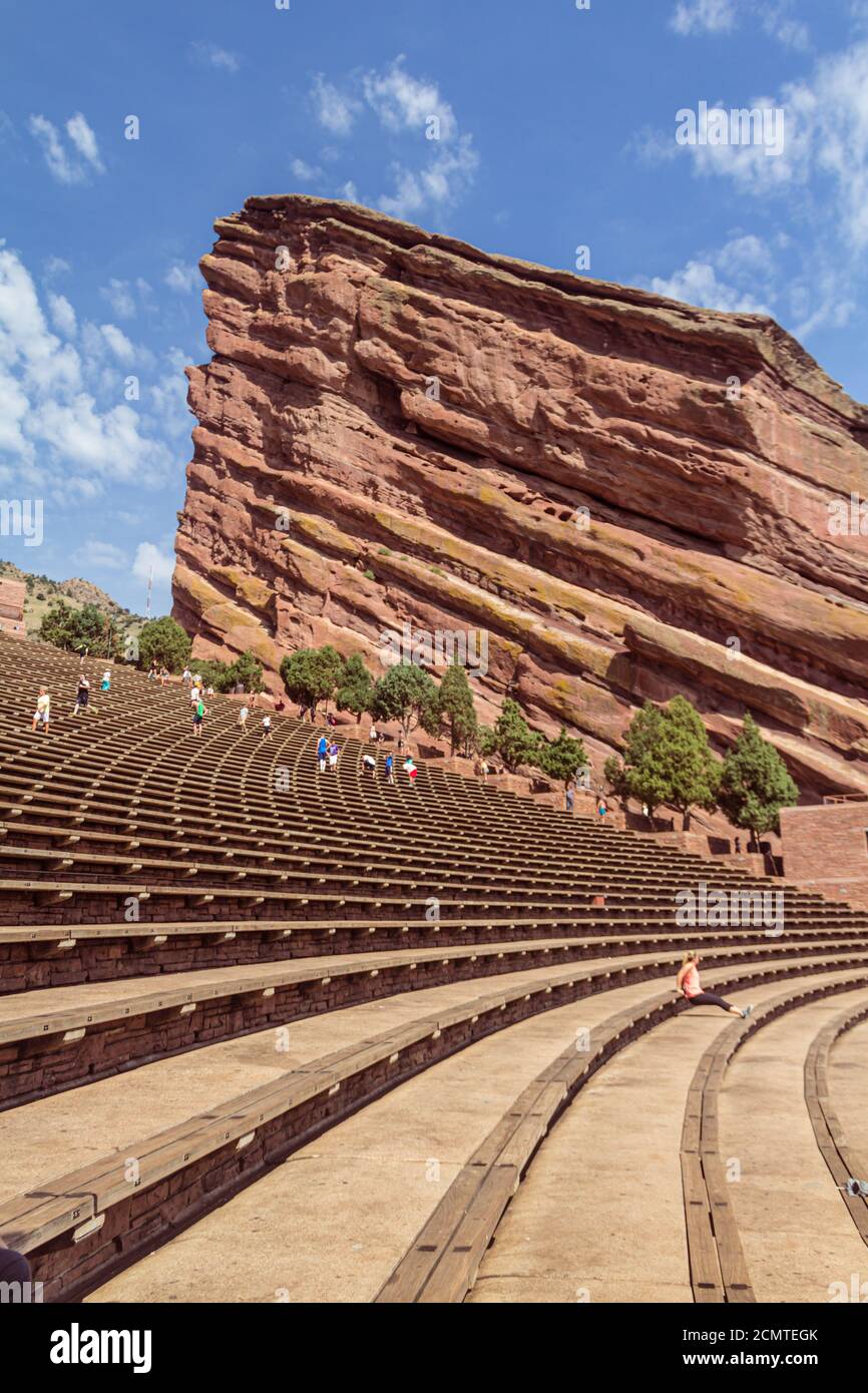 Persone che lavorano al Red Rocks Park e all'Ampitheater Foto Stock