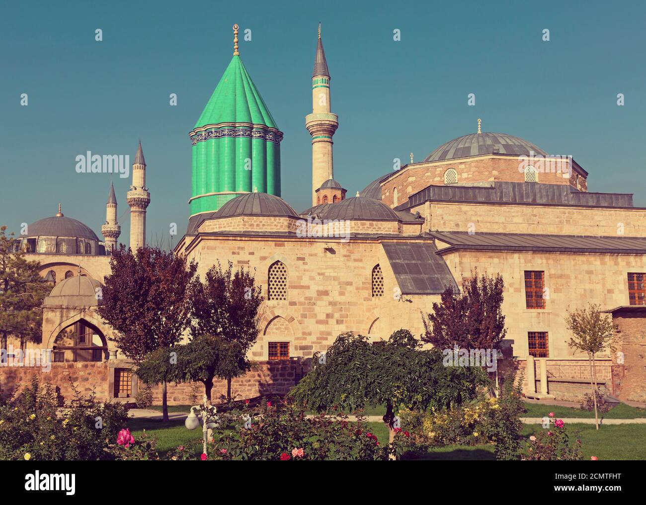 Mevlana museo moschea a Konya. Il mausoleo di Jalal ad-DIN Muhammad Rumi Foto Stock