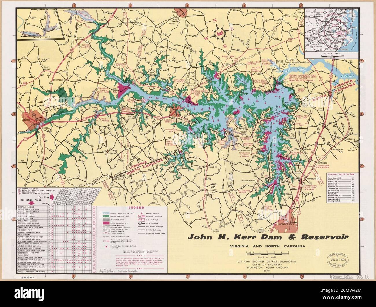 John H. Kerr Dam & Reservoir, Virginia e North Carolina Foto Stock