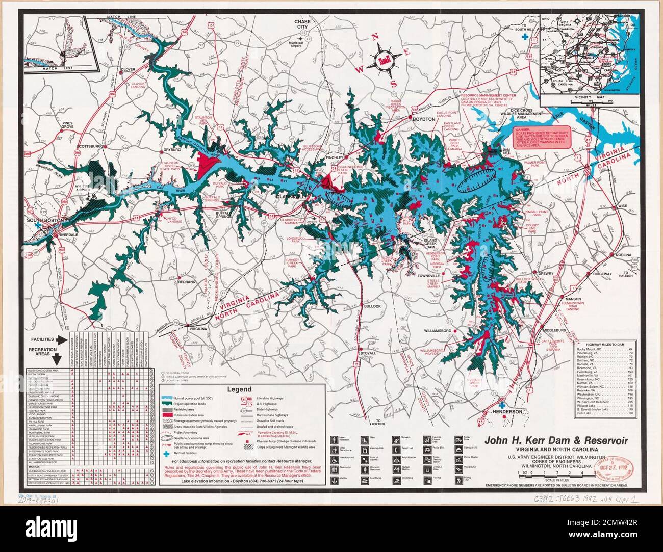 John H. Kerr Dam & Reservoir, Virginia e North Carolina Foto Stock
