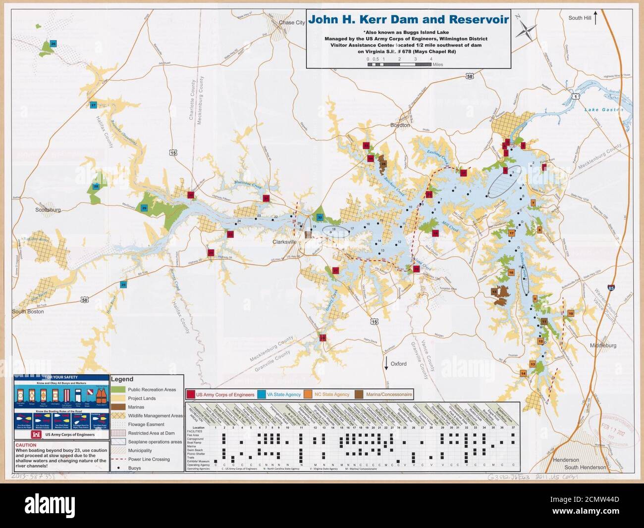 John H. Kerr Dam and Reservoir - conosciuto anche come Buggs Island Lake Foto Stock