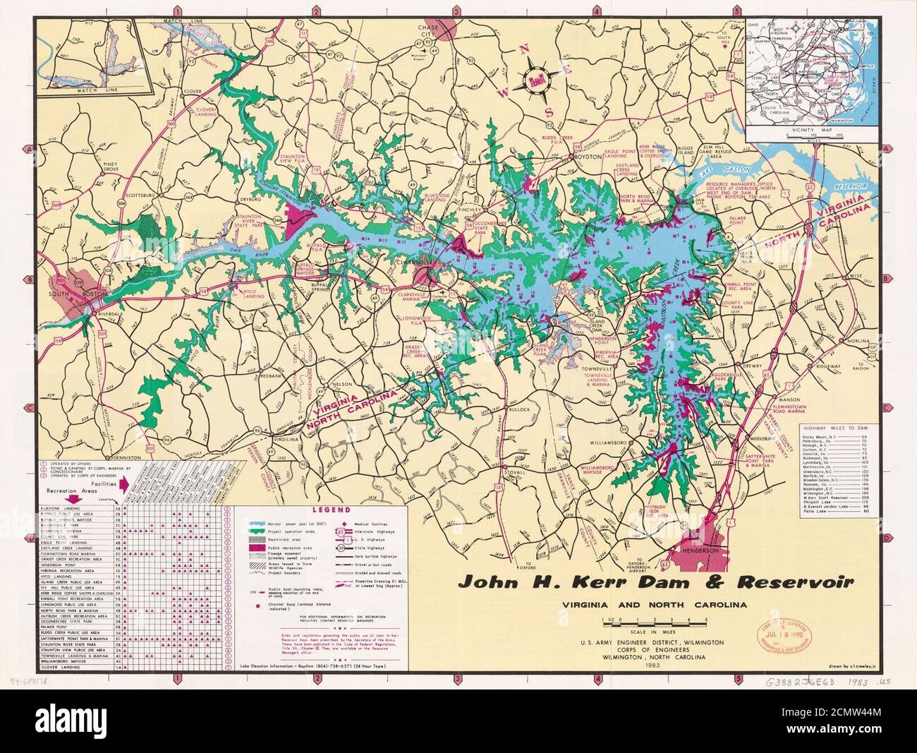 John H. Kerr Dam & Reservoir, Virginia e North Carolina Foto Stock