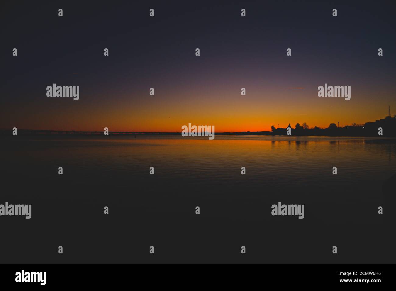 Alba sul lungomare di Cambridge, Maryland Foto Stock