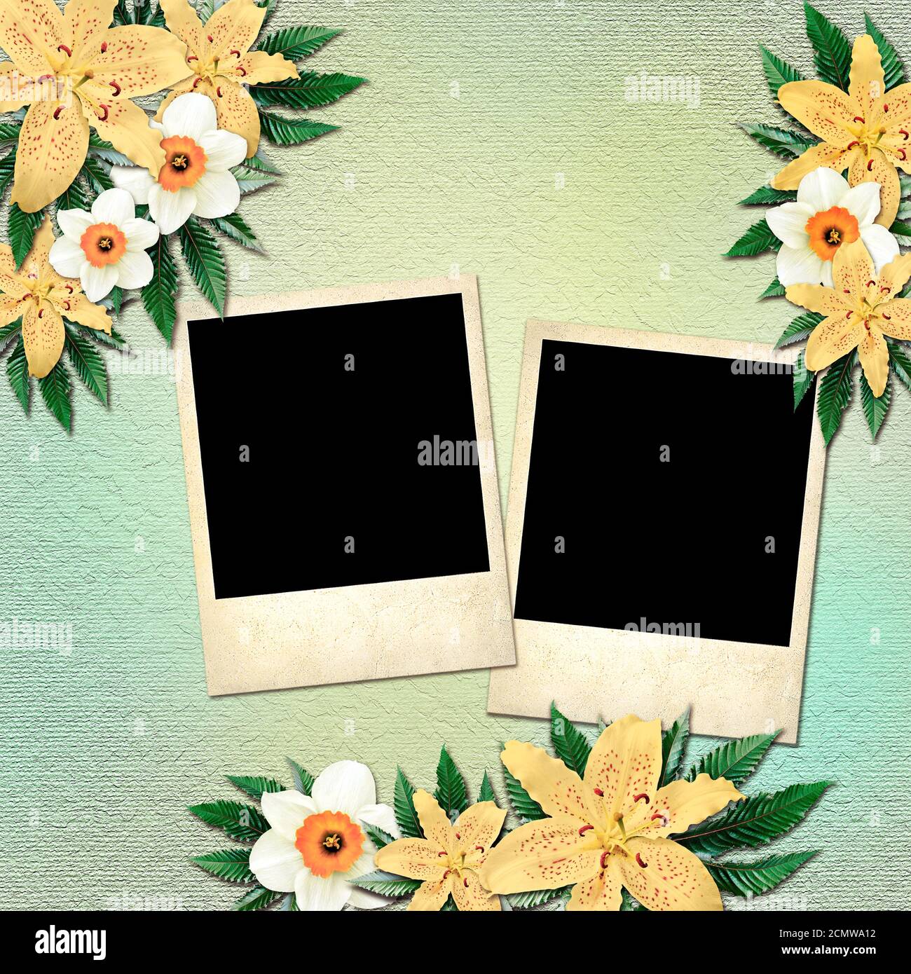 Foto nel vecchio stile sulla vintage sfondo floreale Foto Stock