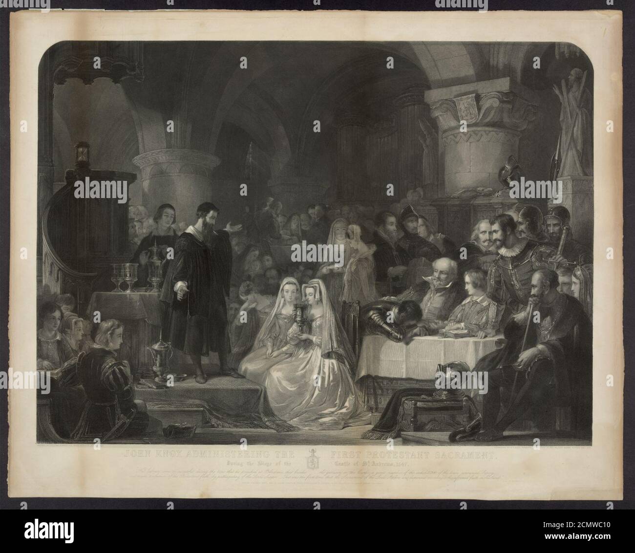 John Knox la somministrazione del primo sacramento protestante Foto Stock