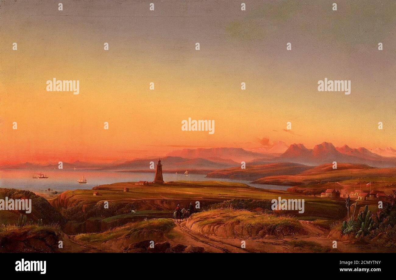 Josef Carl Berthold Püttner Die Bucht von Valparaiso in Cile 1859. Foto Stock