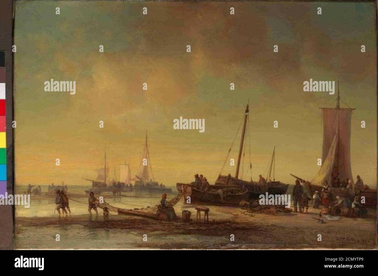 Josef Carl Berthold Puttner 1821-1881 - Vecer na morskem pobrezi - Vecer na strandu. Foto Stock