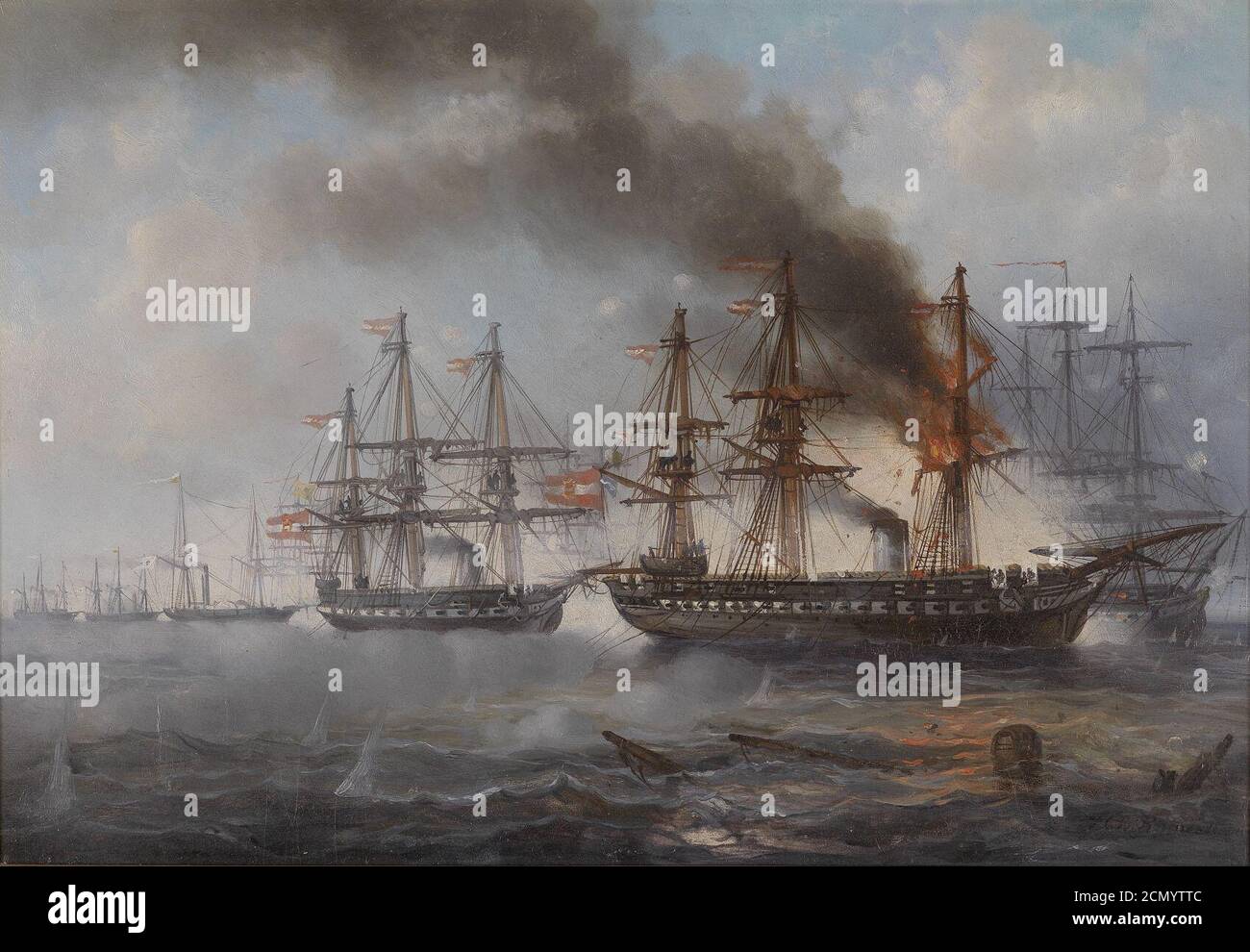 Josef Carl Püttner Seegefecht bei Helgoland 1864. Foto Stock