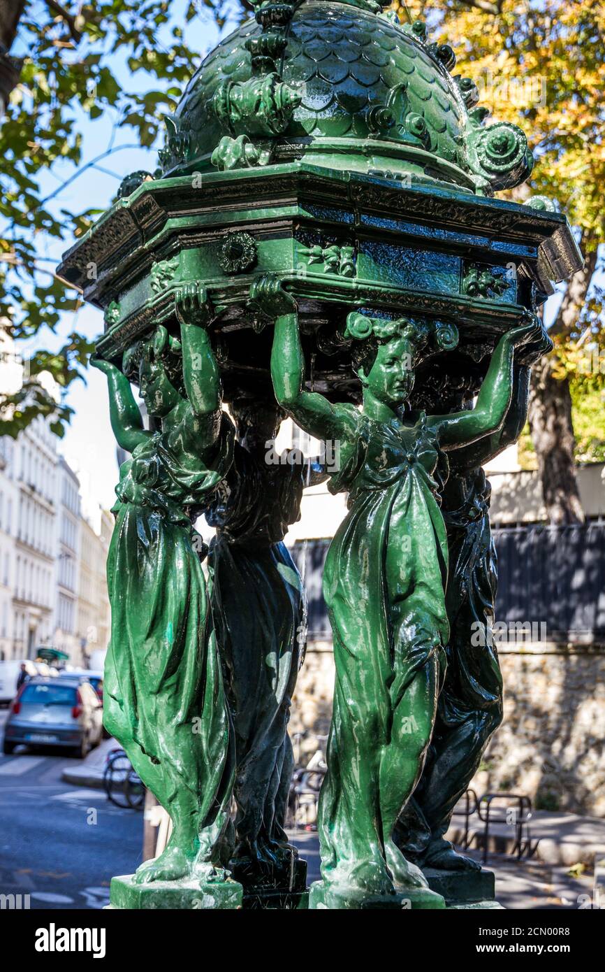 Wallace Fountain a Parigi Foto Stock