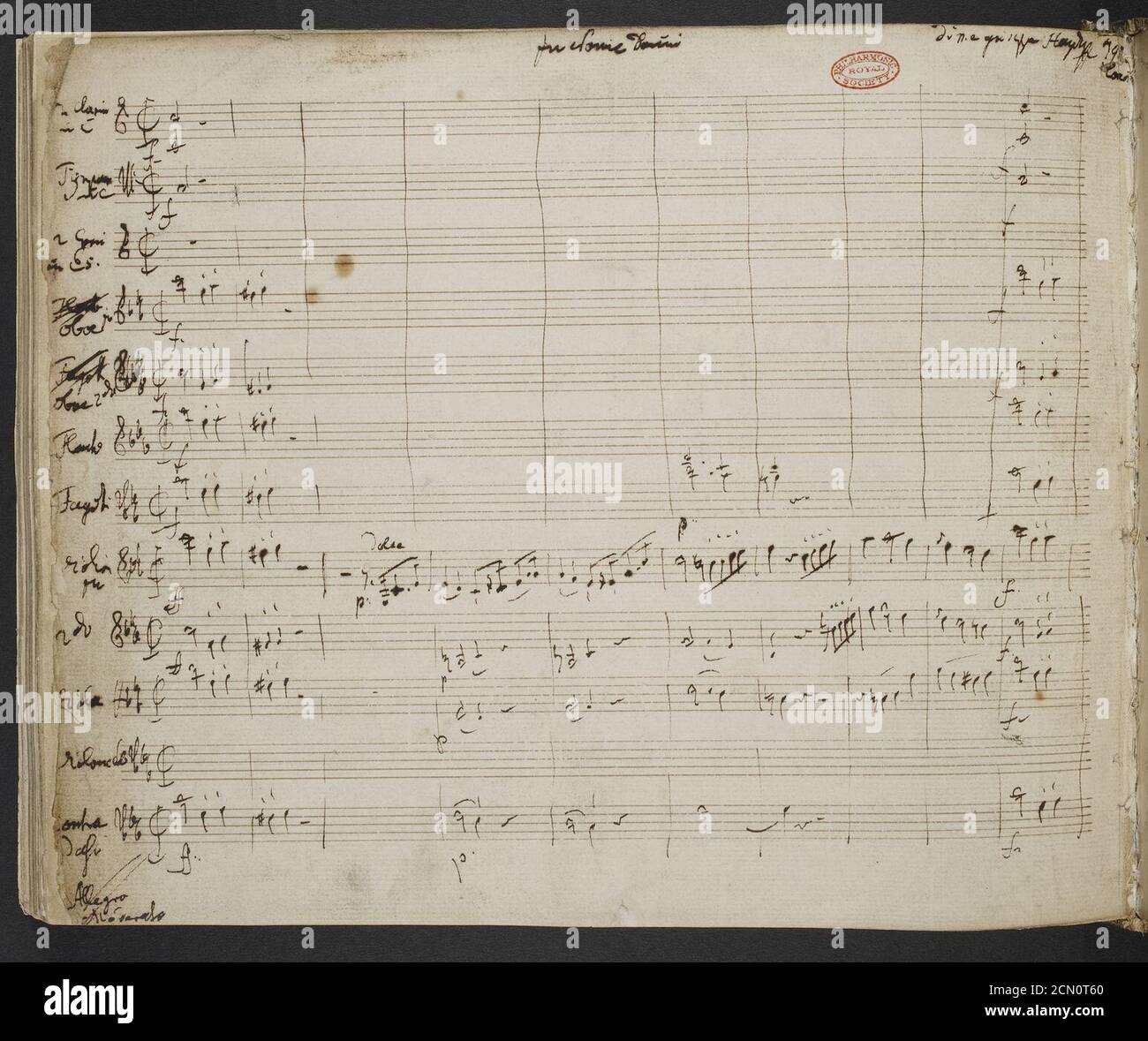 Joseph Haydn - Sinfonia n. 95. (BL aggiungere MS 64935 F.. 1 v). Foto Stock