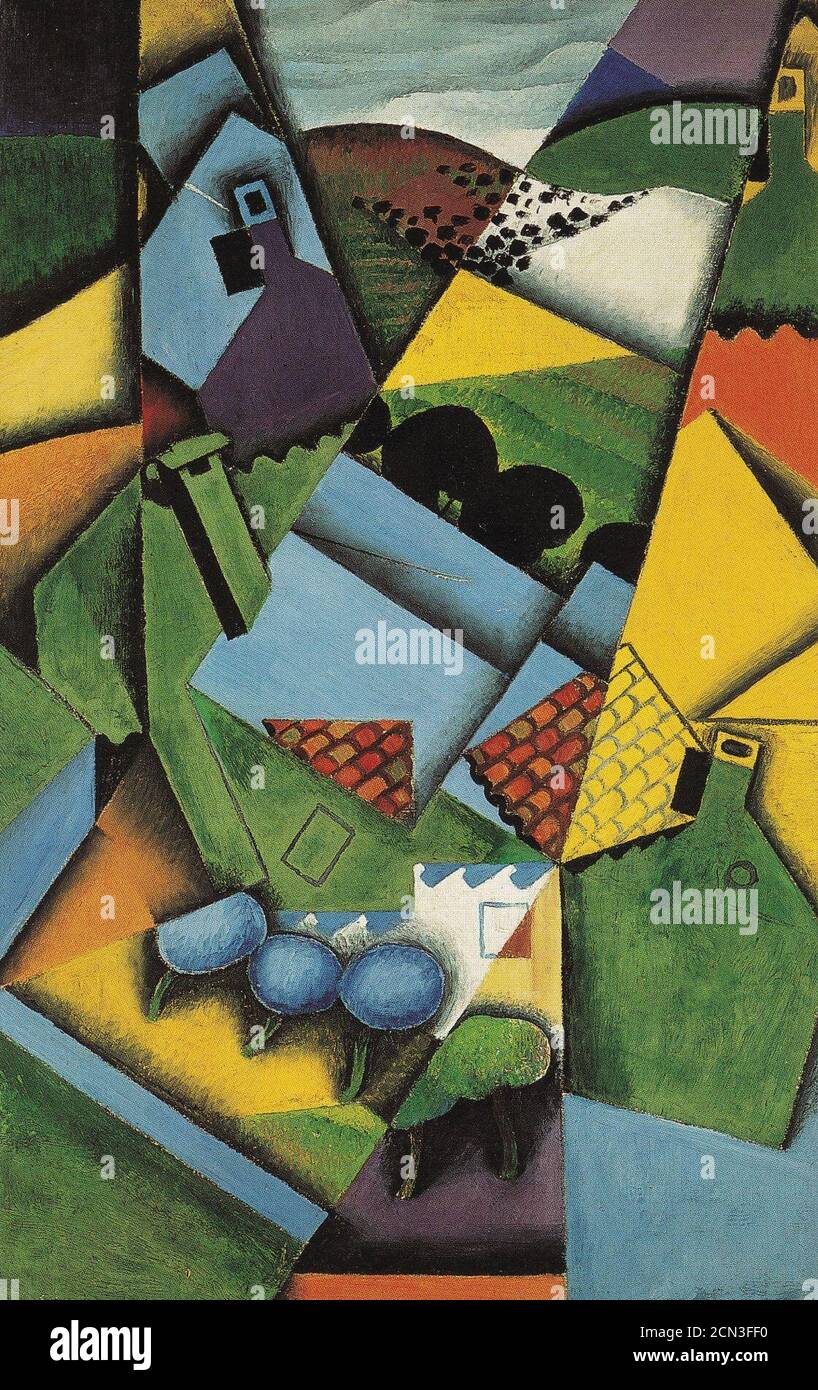 Juan Gris - Paysage et maisons à Céret (1913). Foto Stock