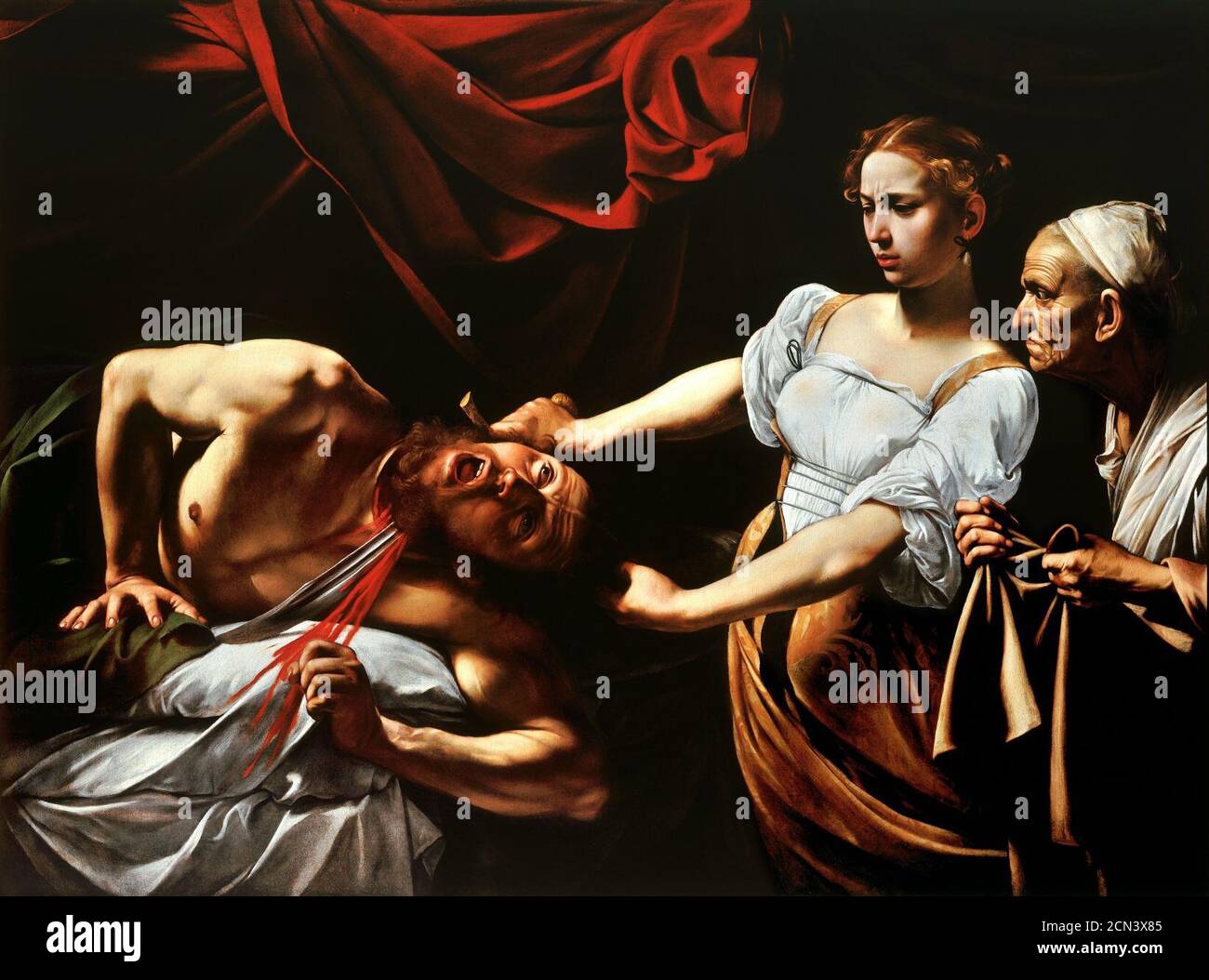 Judith Beheading Holofernes-Caravaggio (c.1598-9). Foto Stock