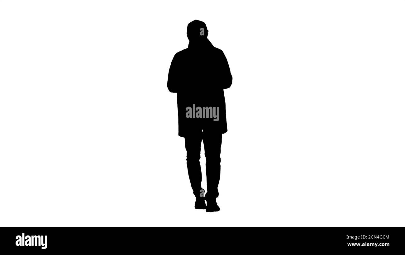Silhouette bell'uomo in camoscio e SMS messaggio sopra Foto Stock