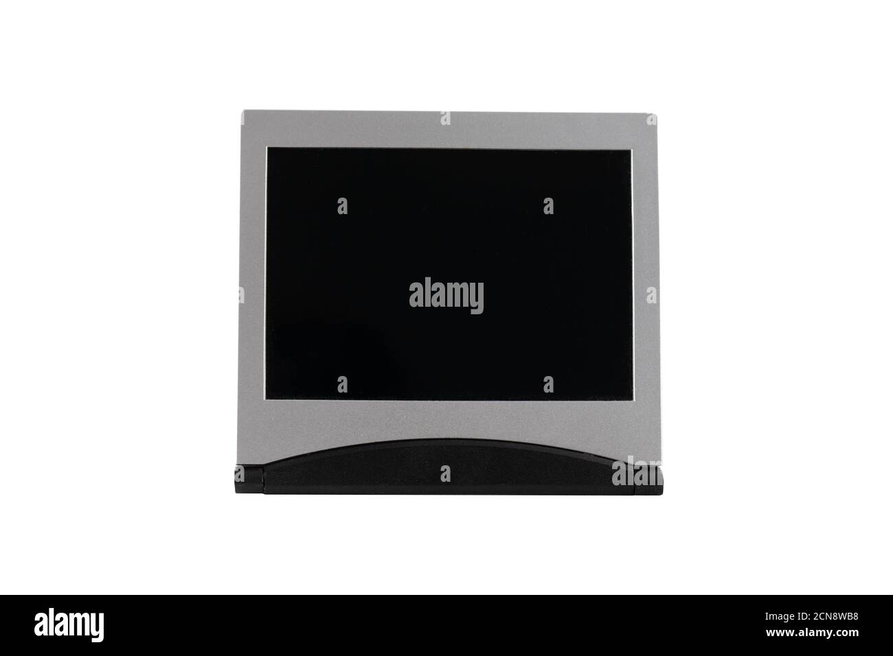 schermo nero vuoto, tabellone elettronico isolato su sfondo bianco Foto Stock