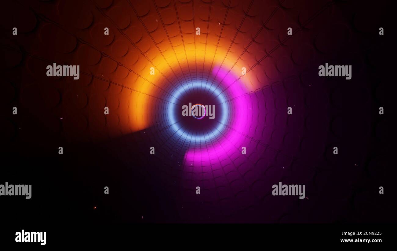 Sfondo dell'illustrazione 3d uhd 4k di Spectrum Tunnel dai colori arcobaleno Foto Stock
