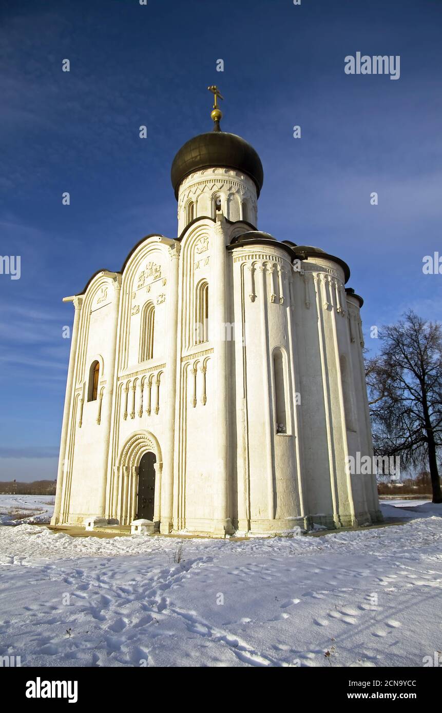 Chiesa dell'intercessione sul Nerl, Russia. Foto Stock