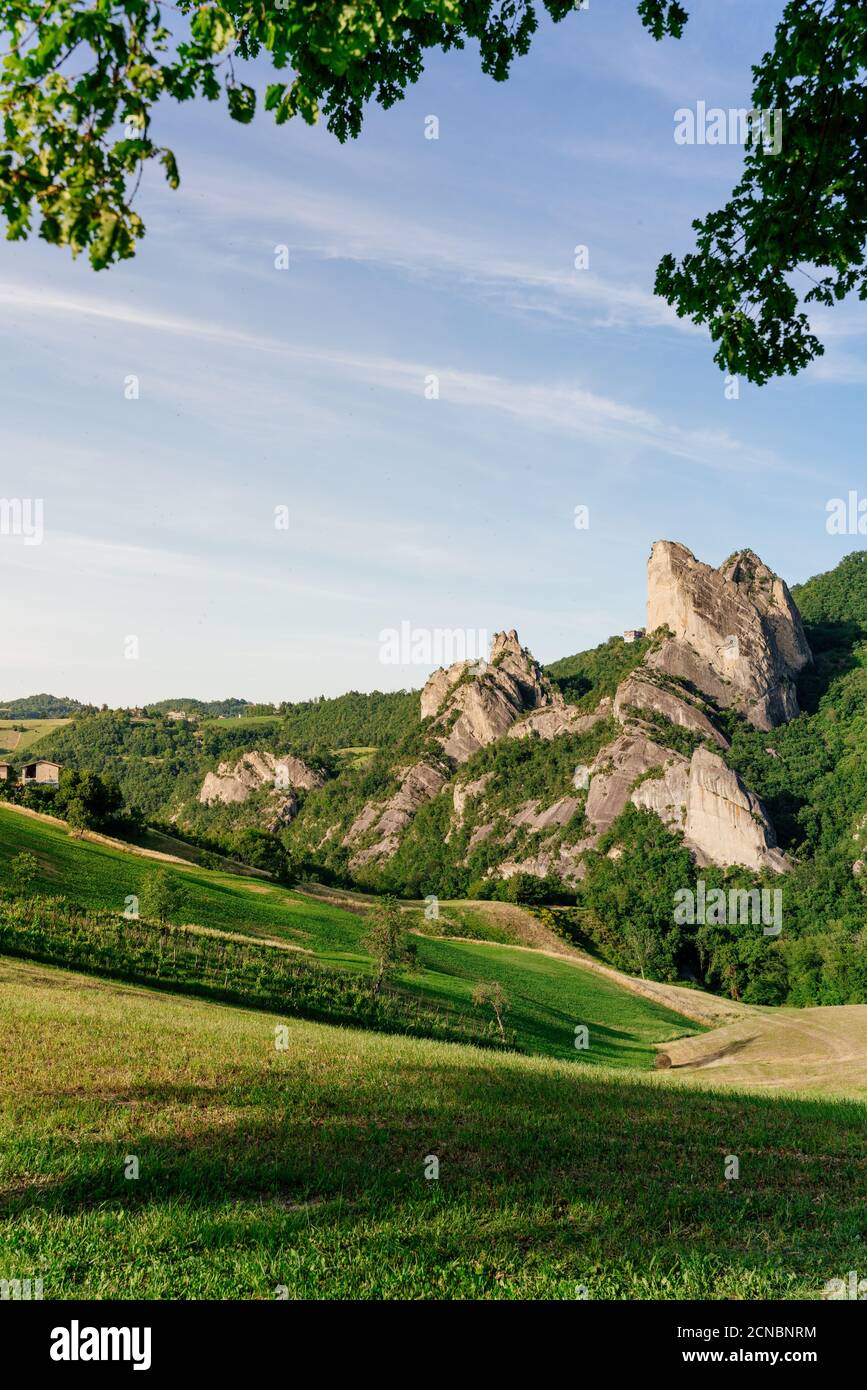 Roccamalatina formazioni rocciose nei pressi di Modena Foto Stock