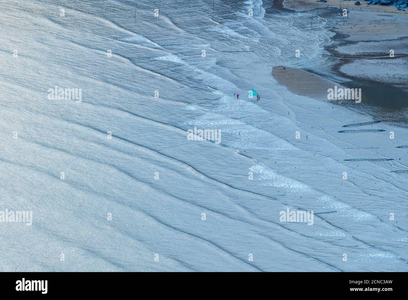 appartamenti marea paesaggio al crepuscolo Foto Stock
