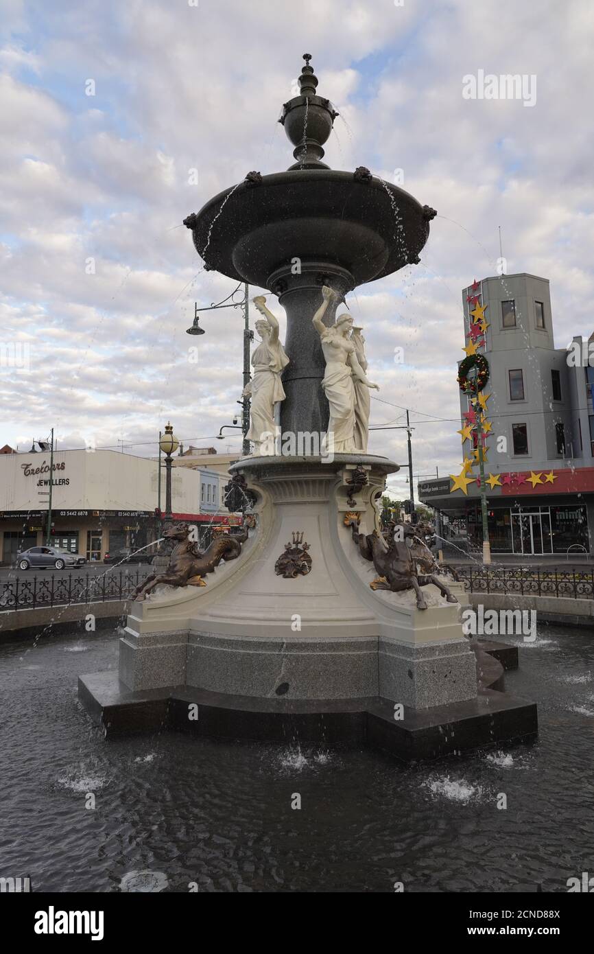 Alexandra Fountain, punto di riferimento classico a Bendigo, Victoria, Australia Foto Stock