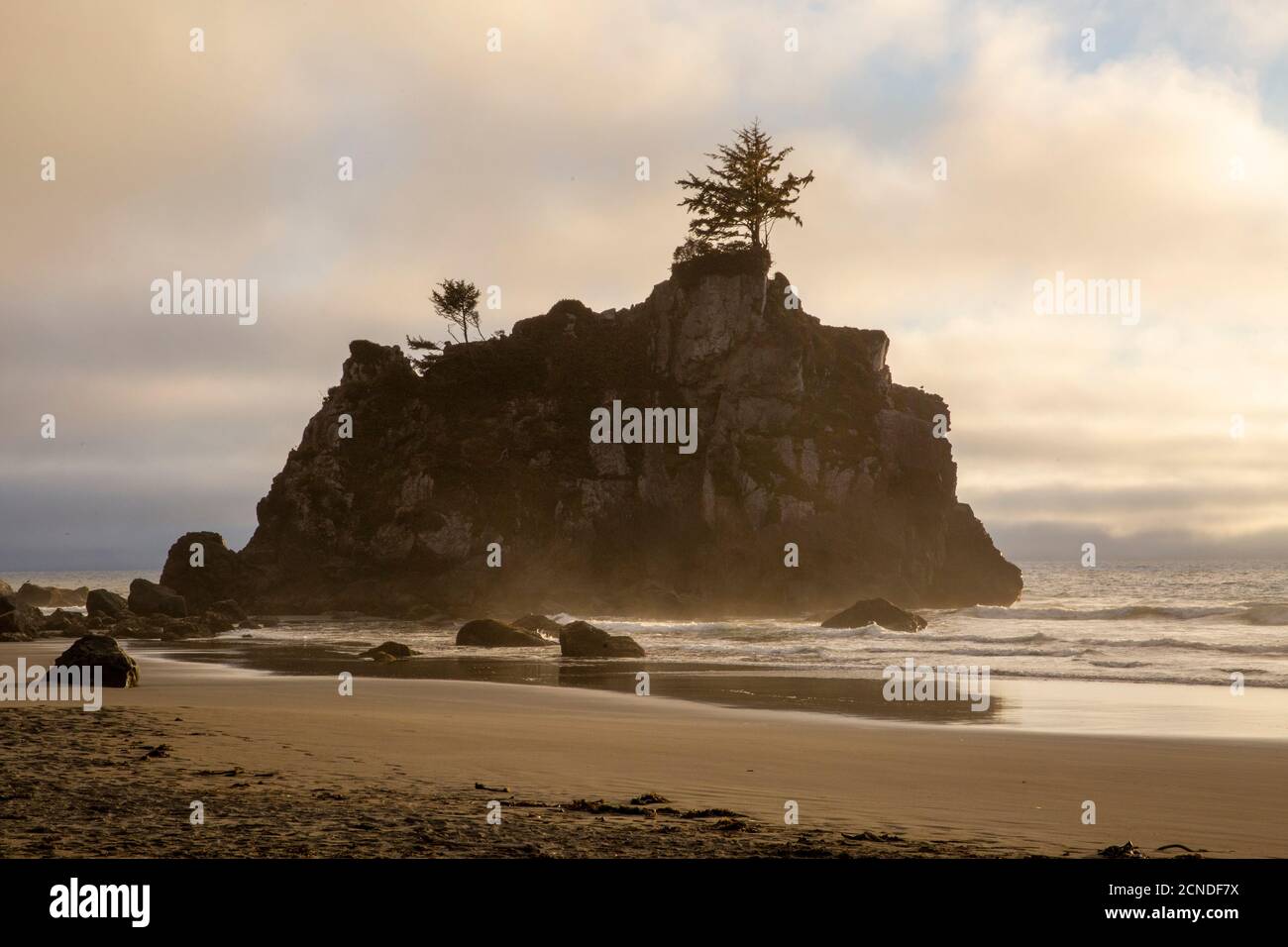 Tramonto a bassa marea su Hidden Beach, Klamath, California, Stati Uniti d'America Foto Stock
