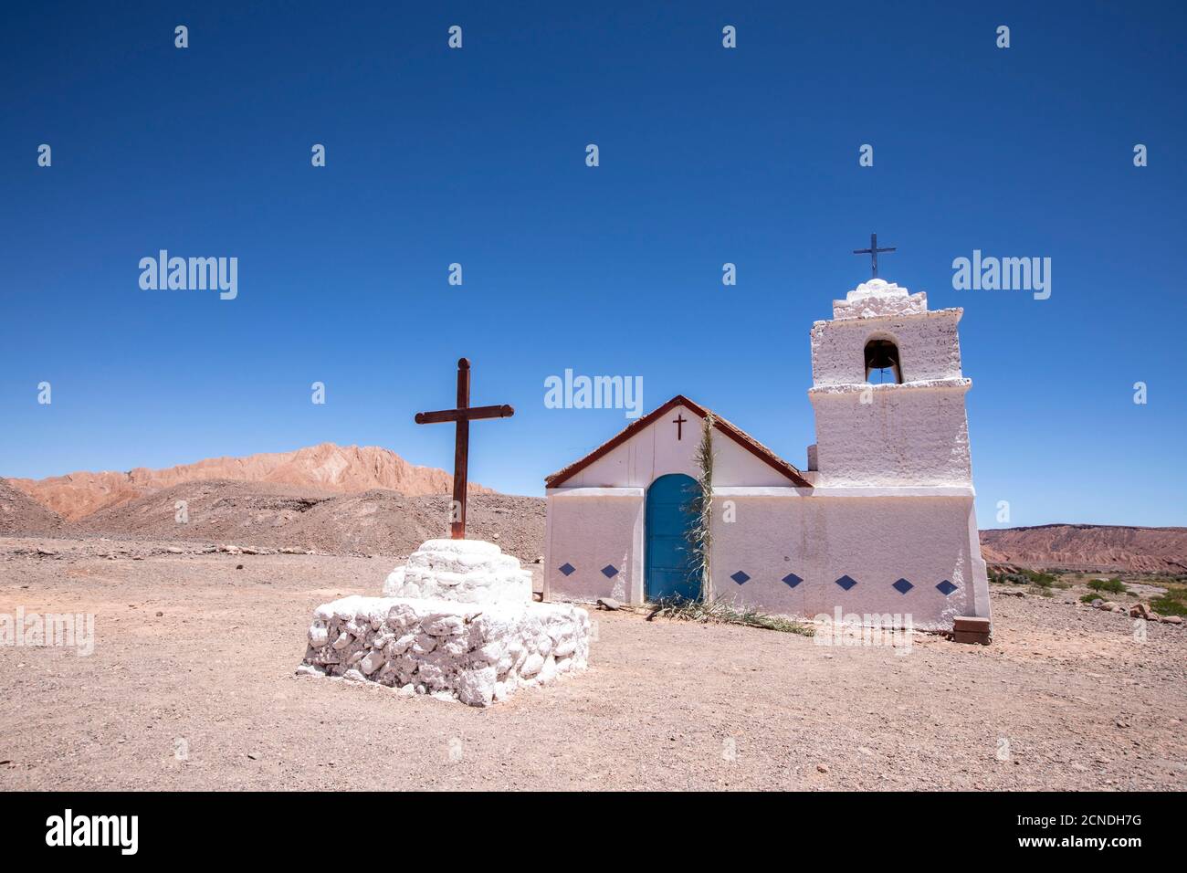 La piccola Capilla de San Isidro, Catarpe, Antofagasta Regione, Cile Foto Stock