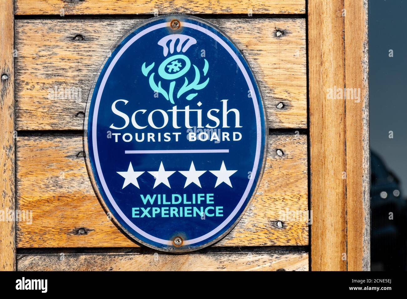 Primo piano del cartello Scottish Tourism Board Wildlife Experience Foto Stock