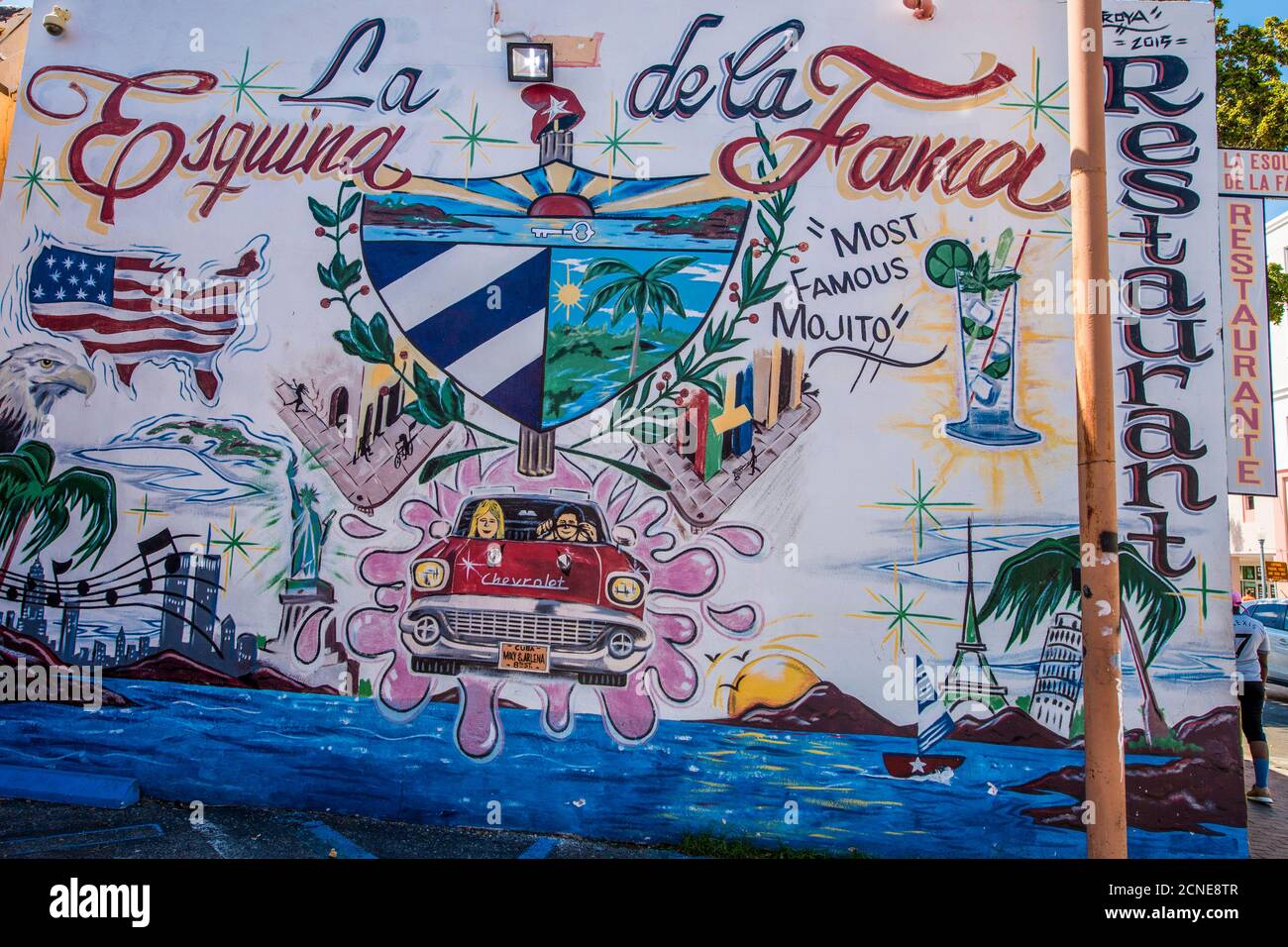 Murales, Little Havana, quartiere cubano di Miami, Miami, Florida, Stati Uniti d'America Foto Stock