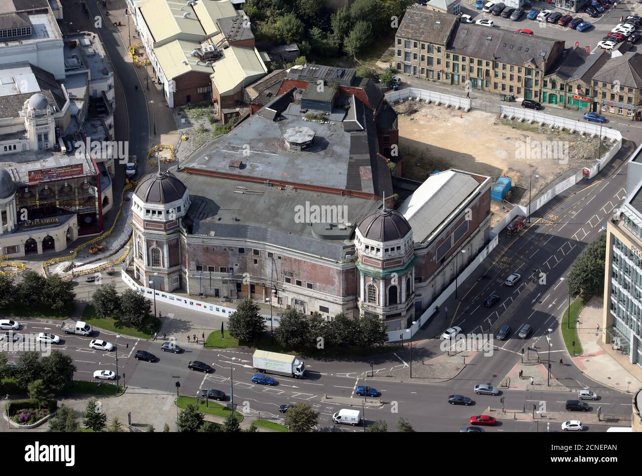 Vista aerea di Bradford Live (ex cinema Odeon) nel centro di Bradford, West Yorkshire Foto Stock