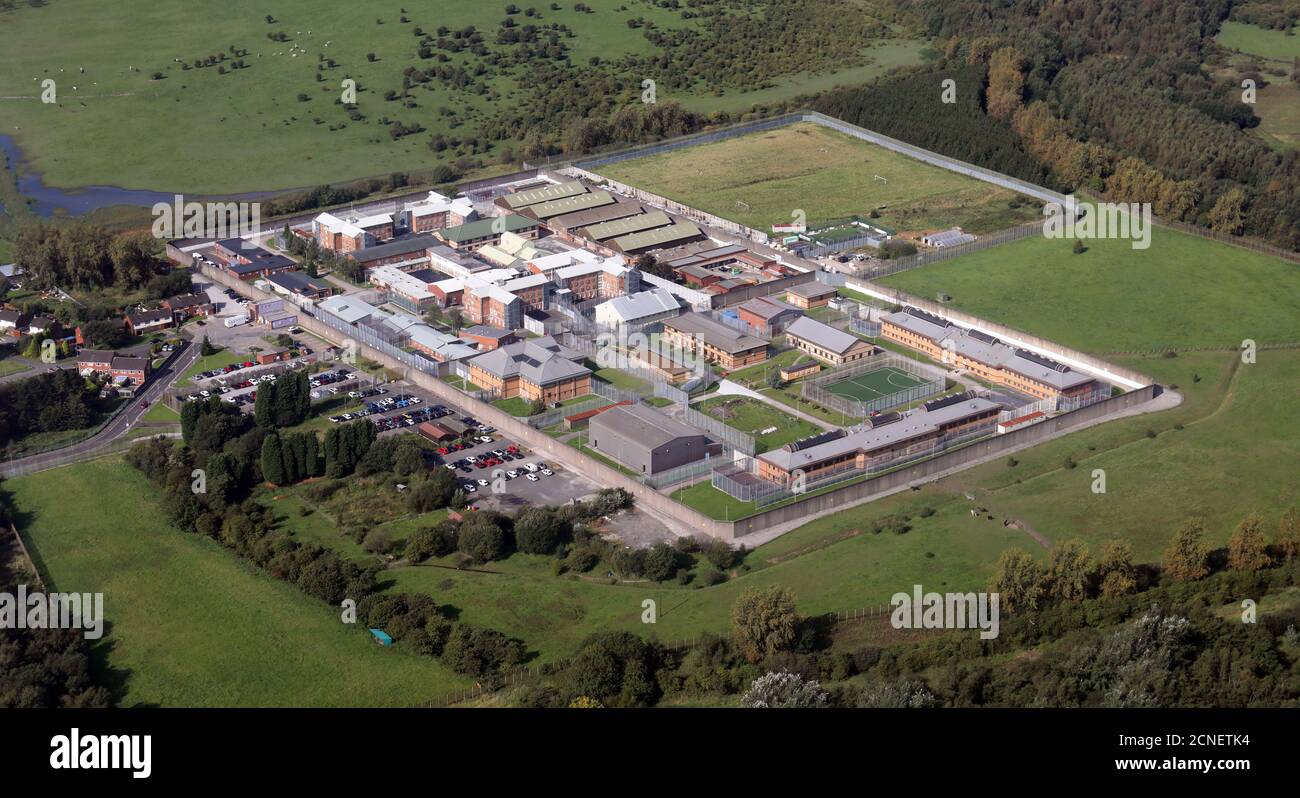 Vista aerea di HMP Hindley vicino a Wigan, Lancashire Foto Stock