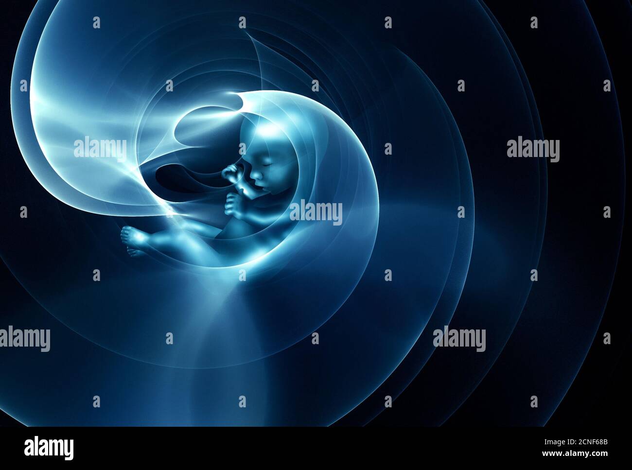 immagine stilizzata di un esame ecografico di una donna incinta Foto Stock