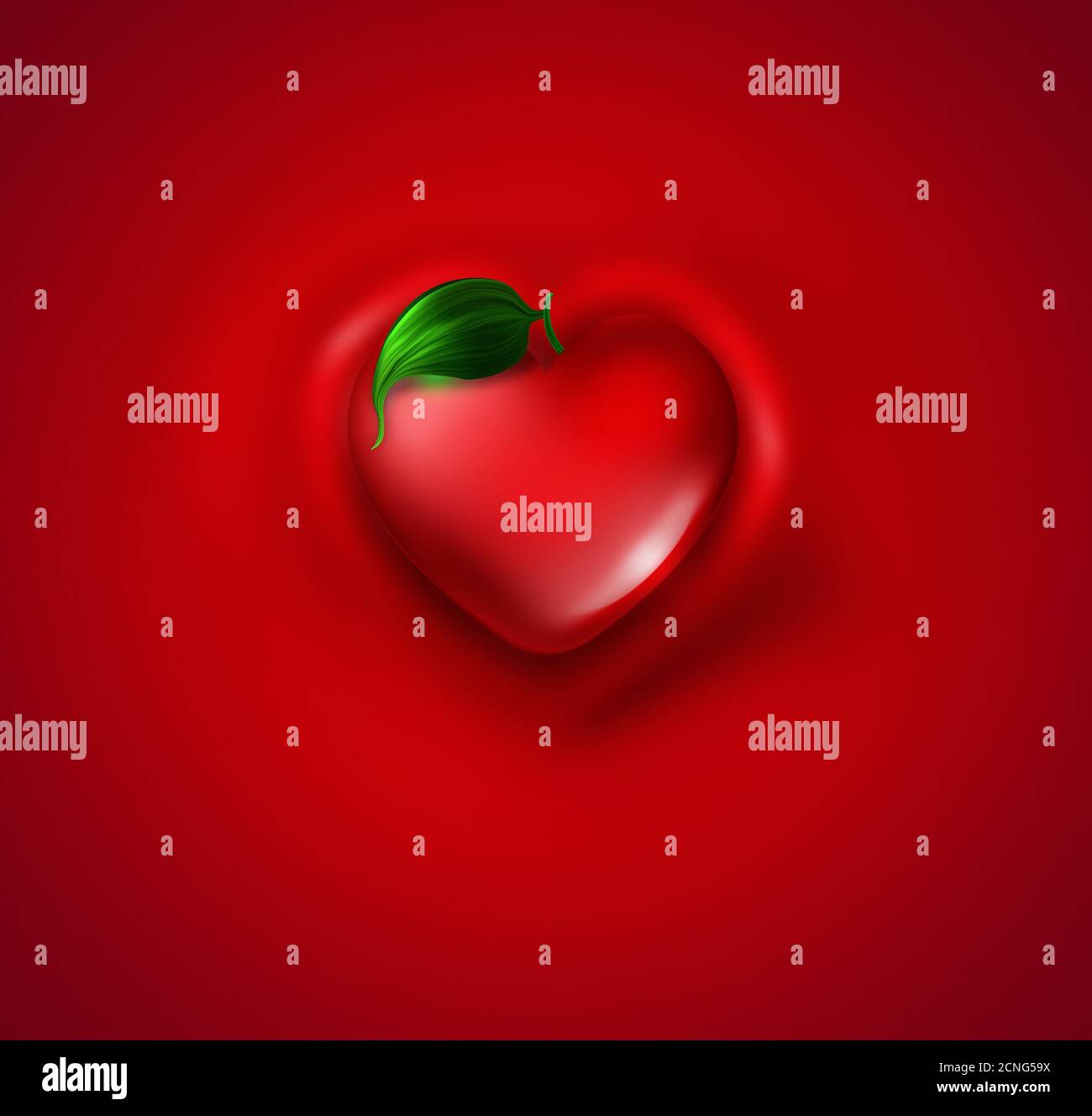 cuore con foglia Foto Stock