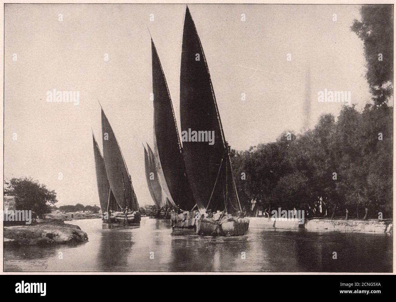 Mahmoudieh Canal, ad Alessandria, Egitto. Egitto 1903 vecchia foto di stampa antica Foto Stock
