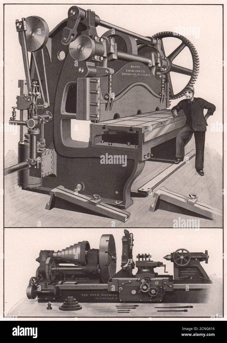 Lavorazione del metallo: Tagliatrice. Tornio da 72 pollici. EW Bliss, Brooklyn, New York 1903 Foto Stock