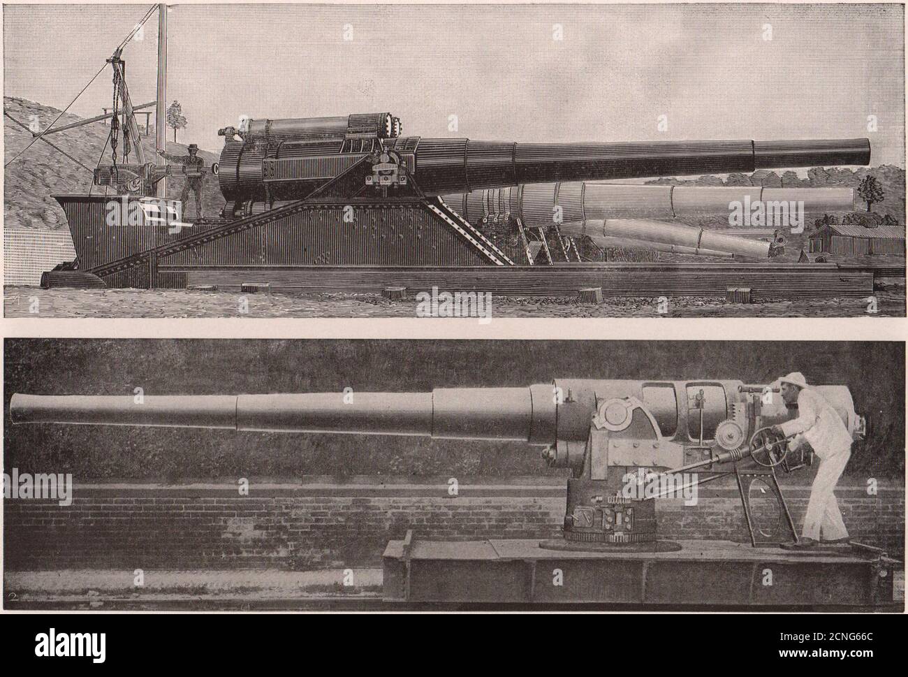 fucile da 12 pollici per il caricamento dell'otturatore, montaggio a difesa della costa. fuoco rapido da 6 pollici 1903 Foto Stock