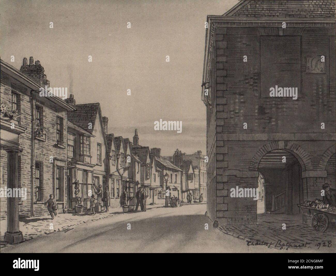 Amersham, Piazza del mercato e Hall. Crown Hotel. Chilterns. Buckinghamshire 1929 Foto Stock