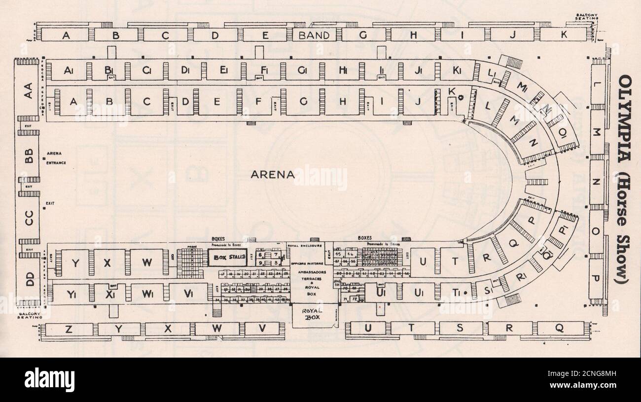 PROGRAMMA di posti a sedere vintage PER LO SPETTACOLO EQUESTRE INTERNAZIONALE OLYMPIA. Londra. Luogo dell'evento 1937 Foto Stock